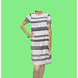 LulaRoe White Black Aztec Geometric High Low Summer Dress Size XXS | Cap Sleeves